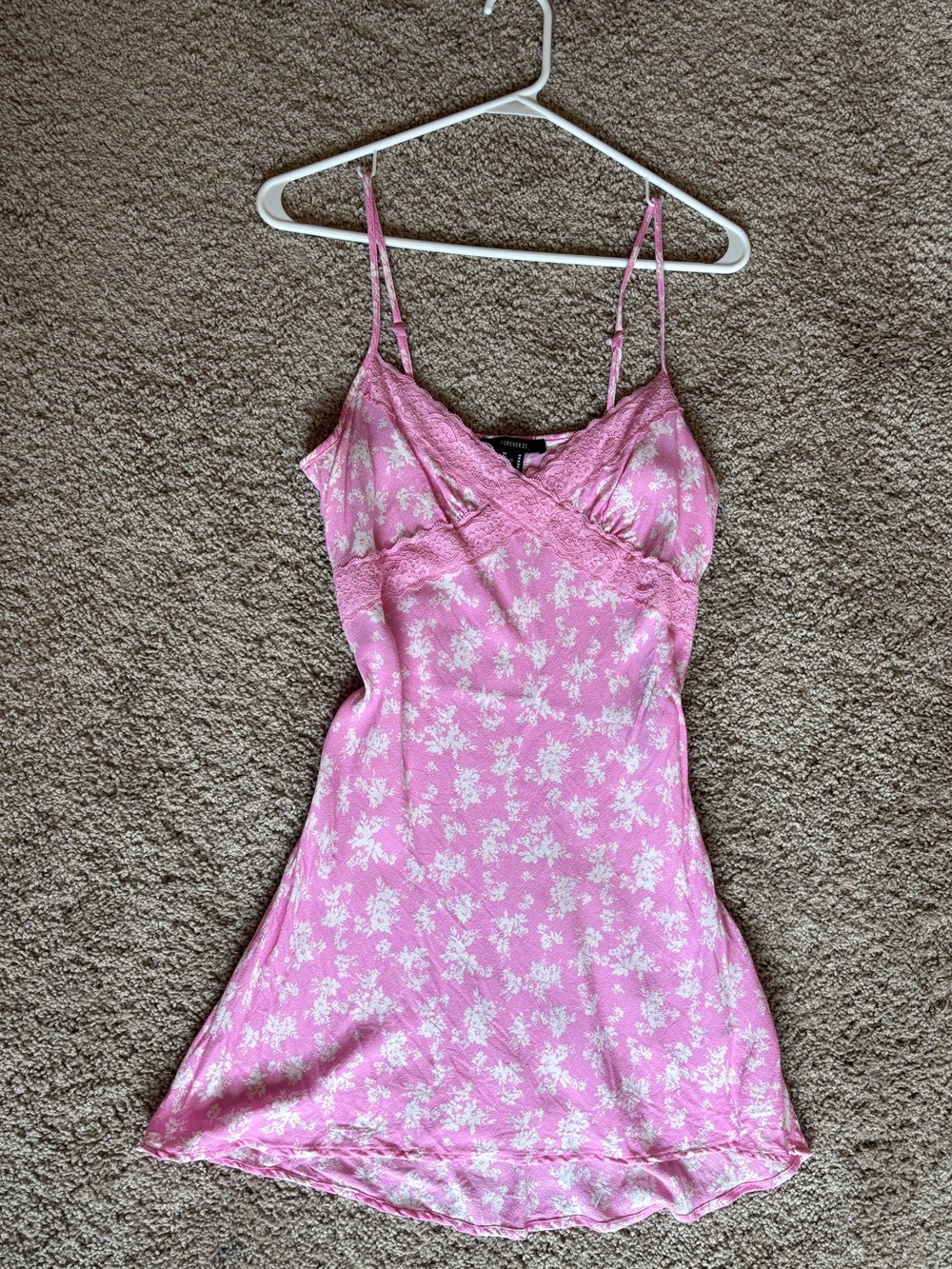 Forever 21 Pink Floral Lace Slip Dress